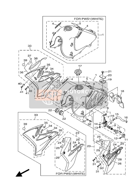 1SBW241101P0, Fuel Tank Assy, Yamaha, 0