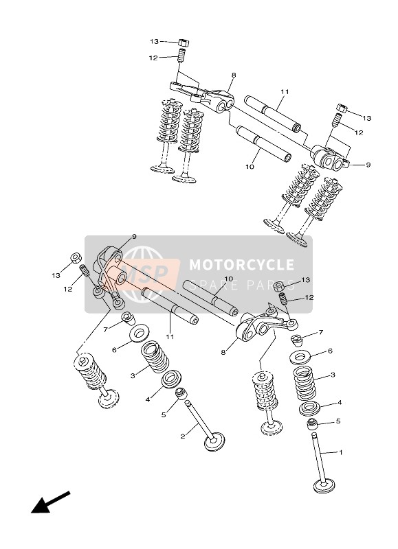 Yamaha XVS950XR ABS 2017 Klep voor een 2017 Yamaha XVS950XR ABS