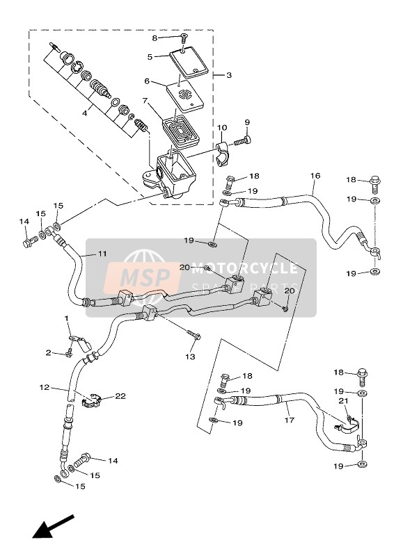 B332580A5000, Master Cylinder Sub Assy 2, Yamaha, 1