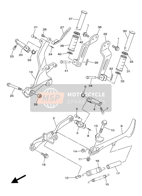 3XV274610200, Poggiapiedi, Yamaha, 3