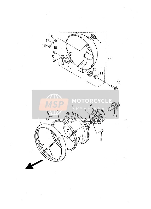 Yamaha V-MAX12 2002 Headlight for a 2002 Yamaha V-MAX12