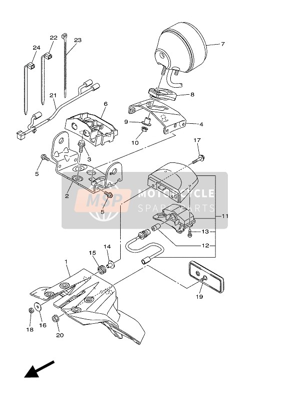 1TP847360000, Dampfer, Schlusslicht 1, Yamaha, 1