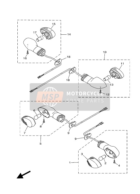 2SLH33300000, Clignotant Ar 1 Cplt, Yamaha, 0