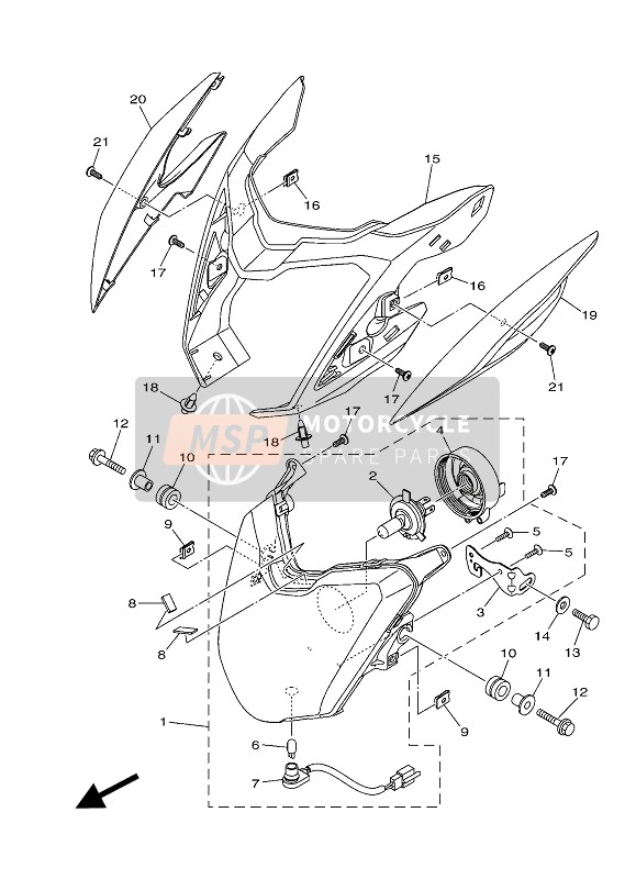 Yamaha YS125 2017 Headlight for a 2017 Yamaha YS125