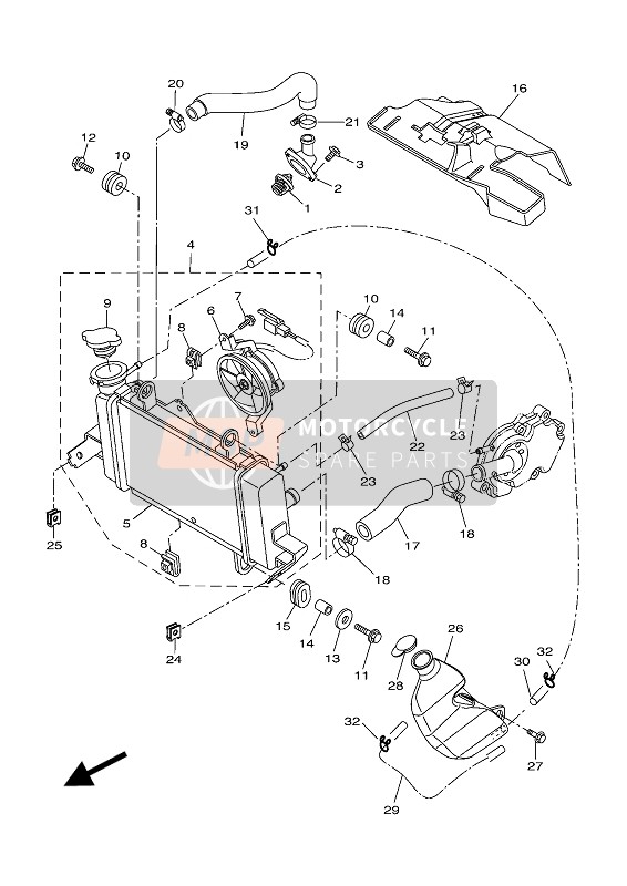 Yamaha YZF-R125 ABS 2017 Radiator & Hose for a 2017 Yamaha YZF-R125 ABS