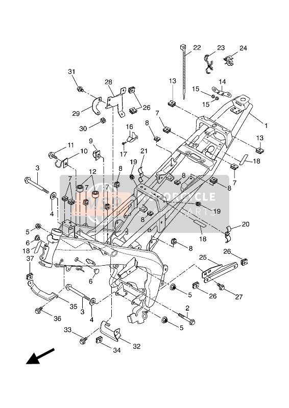 5D7F588F0000, Holder Brake Hose 5, Yamaha, 0