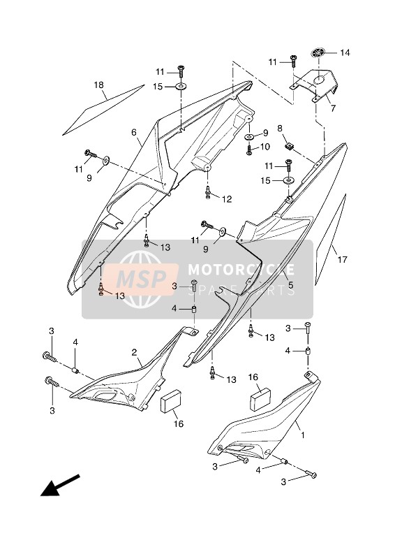 5D7F174100PD, Afdekking Zijkant 4 Rmb, Yamaha, 0