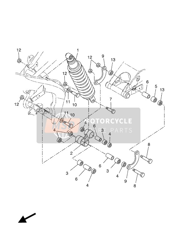 Yamaha YZF-R125 ABS 2017 Suspensión trasera para un 2017 Yamaha YZF-R125 ABS