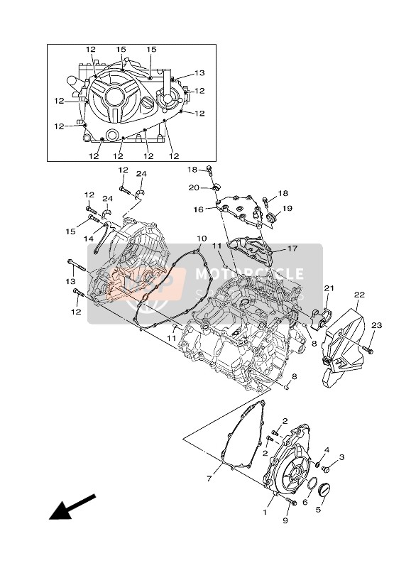 Yamaha YZF-R25 2017 Tapa del cárter 1 para un 2017 Yamaha YZF-R25