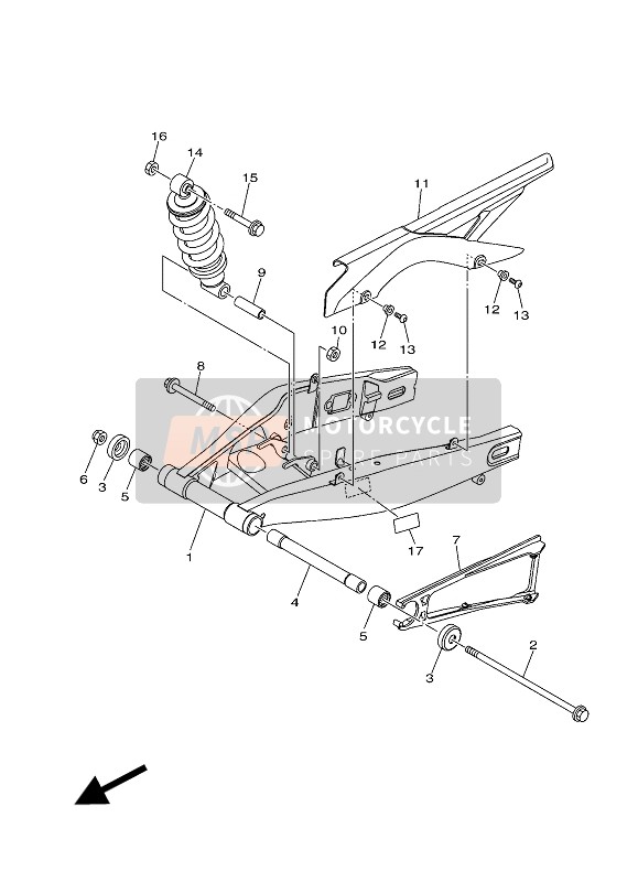 1WDF22101000, Stossdampfereinheit, Hinten, Yamaha, 0