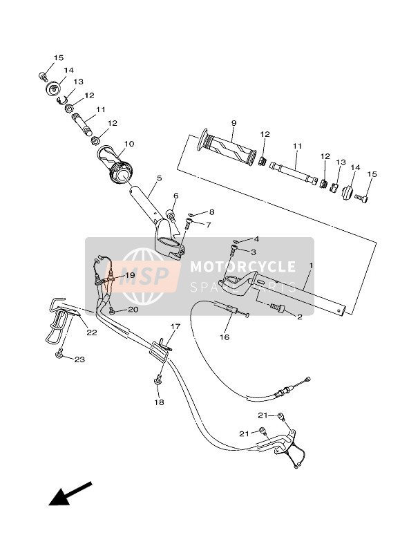 Yamaha YZF-R25 2017 Maniglia dello sterzo & Cavo per un 2017 Yamaha YZF-R25