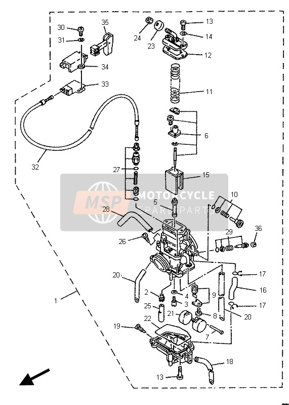 Yamaha TZR125 1995 Carburateur alternatif (Ailette,CH) pour un 1995 Yamaha TZR125