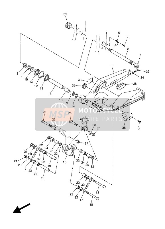 B882219X0000, Parapolvere, Perno Forcellone, Yamaha, 0