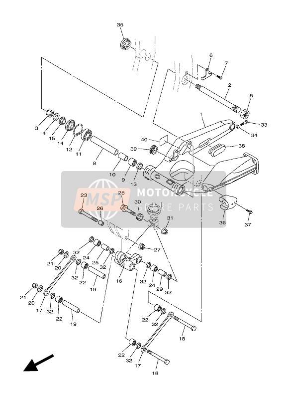 Yamaha FJR1300AE 2018 Brazo trasero para un 2018 Yamaha FJR1300AE