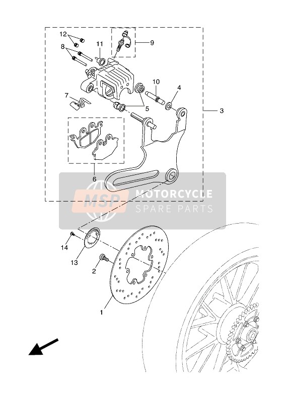 Yamaha MT125 2018 Remklauw achter voor een 2018 Yamaha MT125