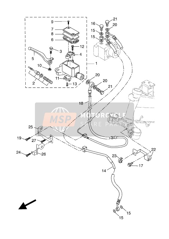 Yamaha MT125 2018 Hoofdremcilinder voor voor een 2018 Yamaha MT125