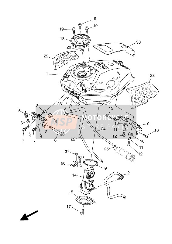 Yamaha XSR700 2018 Benzinetank voor een 2018 Yamaha XSR700