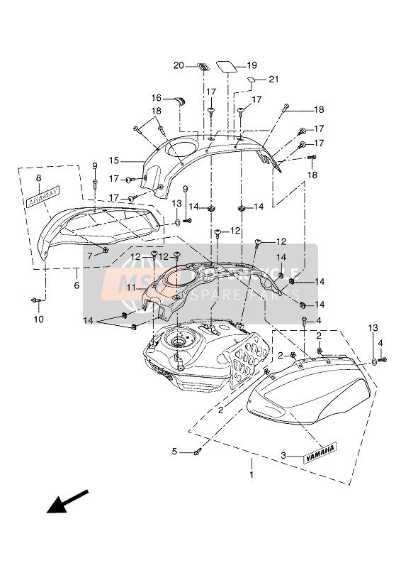 B34YF4161004, Tank Side Cover Assy 1, Yamaha, 0