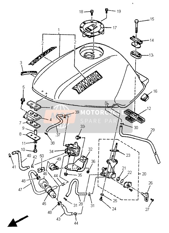 Yamaha XJ600N 1995 Fuel Tank for a 1995 Yamaha XJ600N