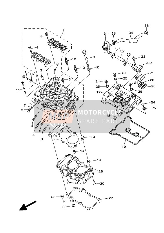 BR5E11021100, Cylinder Head Assy, Yamaha, 0