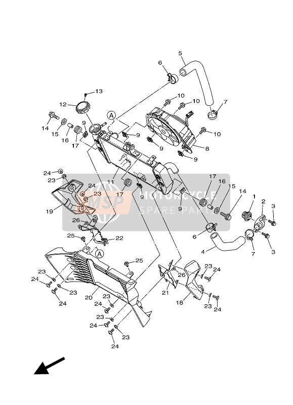 Yamaha MT-03 2018 Radiator & Slang voor een 2018 Yamaha MT-03