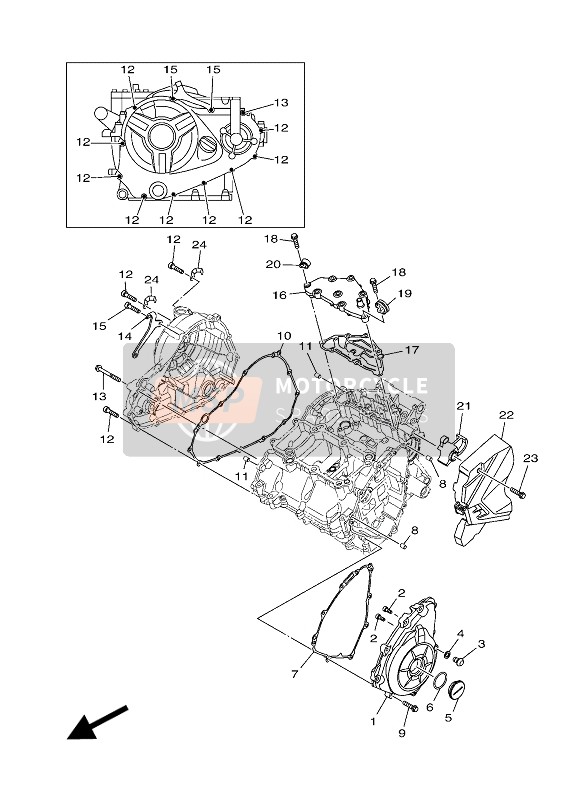 Yamaha MT-03 2018 Tapa del cárter 1 para un 2018 Yamaha MT-03