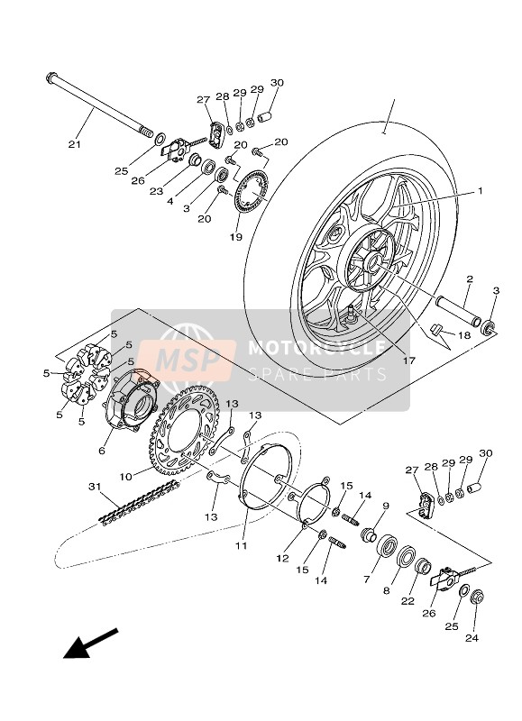 Yamaha MT-03 2018 Achterwiel voor een 2018 Yamaha MT-03