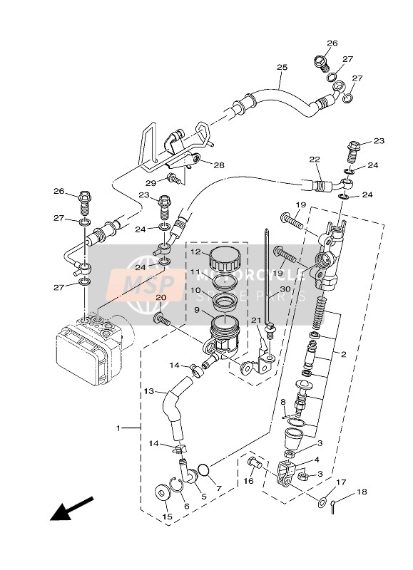 Yamaha MT-03 2018 Hauptzylinder hinten für ein 2018 Yamaha MT-03