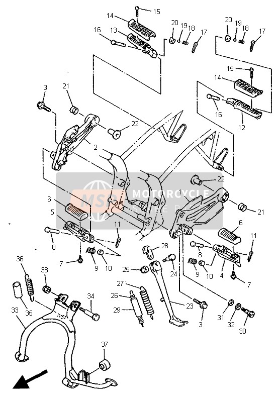 Yamaha XJ600N 1995 STÄNDER & FUSSRASTE für ein 1995 Yamaha XJ600N