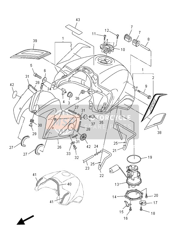 Yamaha FZ1-NA 2012 Serbatoio di carburante per un 2012 Yamaha FZ1-NA