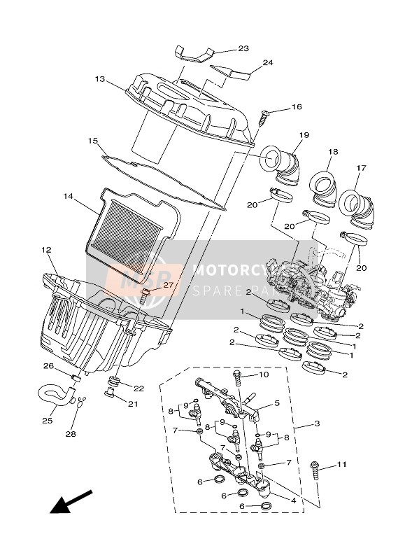 Yamaha MT-09 SP 2018 Intake 2 for a 2018 Yamaha MT-09 SP