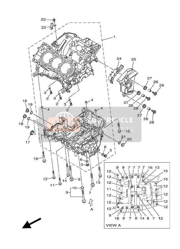 Yamaha MT-09 SP 2018 Crankcase for a 2018 Yamaha MT-09 SP