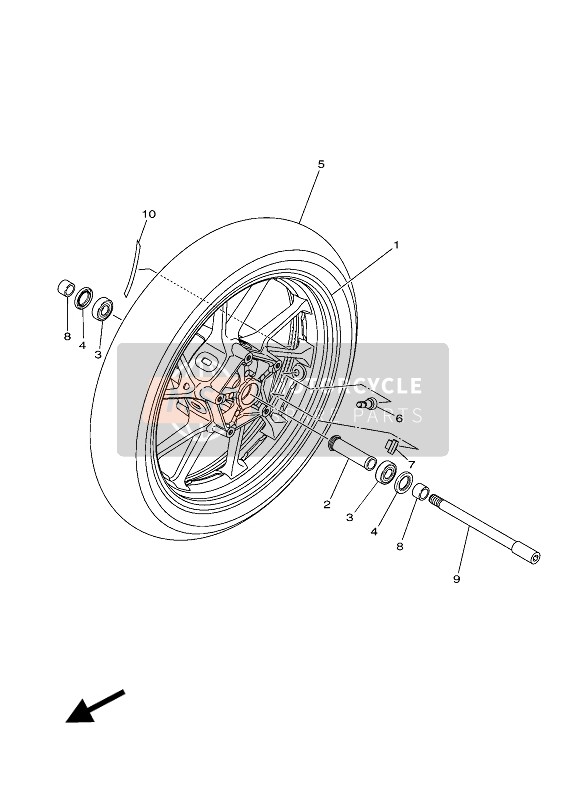 Yamaha MT-09 SP 2018 Ruota anteriore per un 2018 Yamaha MT-09 SP