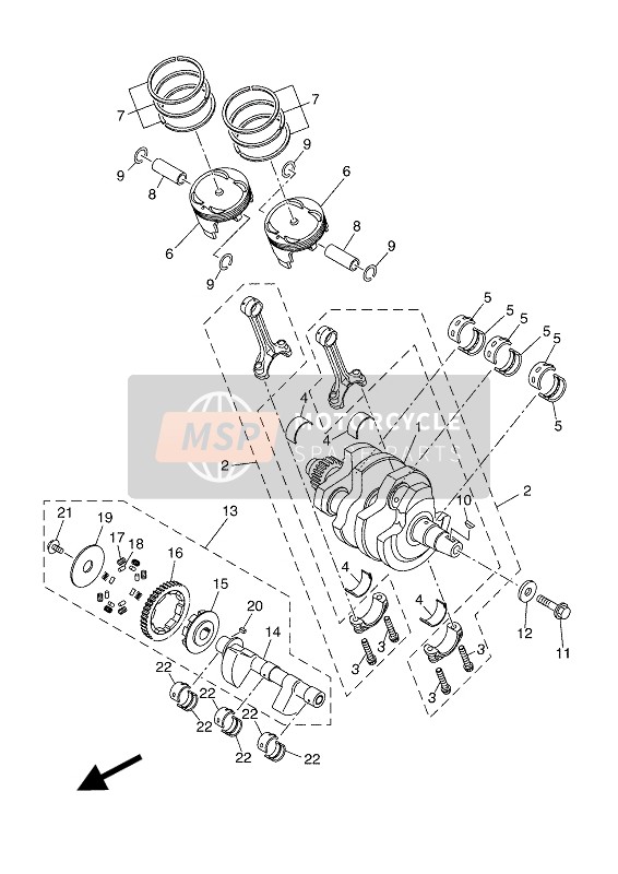 Yamaha TRACER 700 2018 Vilebrequin & Piston pour un 2018 Yamaha TRACER 700