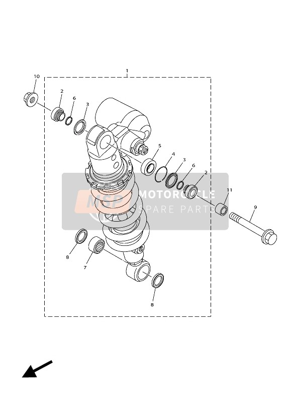 Yamaha YZF-R1 2018 Suspensión trasera para un 2018 Yamaha YZF-R1