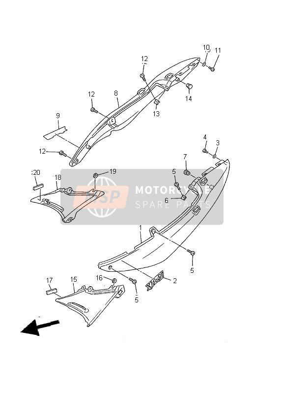Yamaha XJ600N 2002 SEITLICHE ABDECKUNG für ein 2002 Yamaha XJ600N