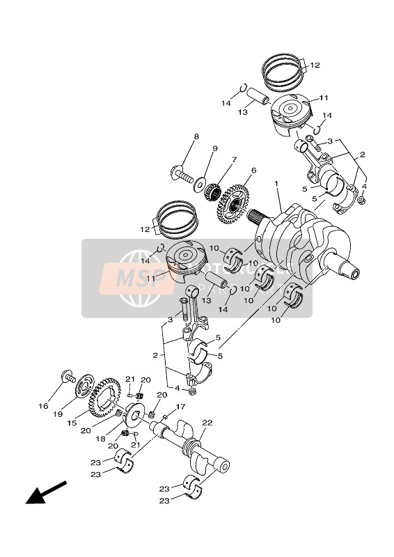 Yamaha YZF-R3 2018 Krukas & Zuiger voor een 2018 Yamaha YZF-R3