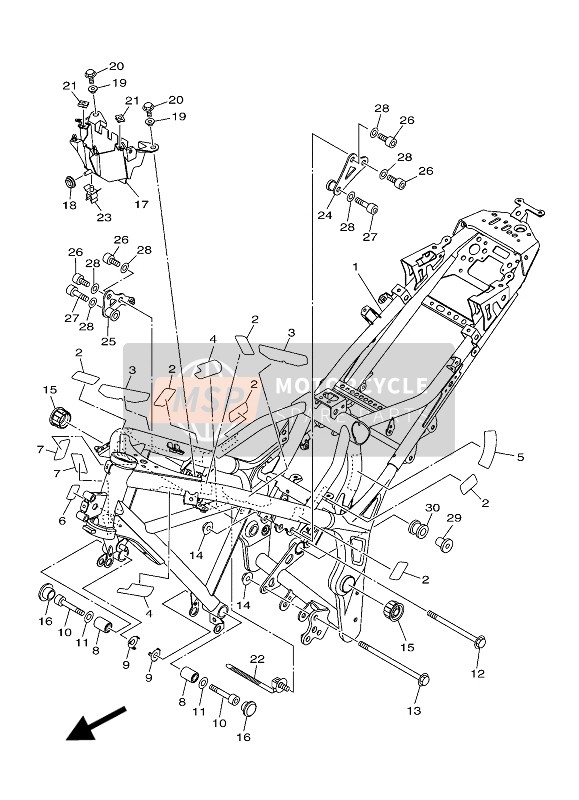 Yamaha YZF-R3 2018 Frame voor een 2018 Yamaha YZF-R3