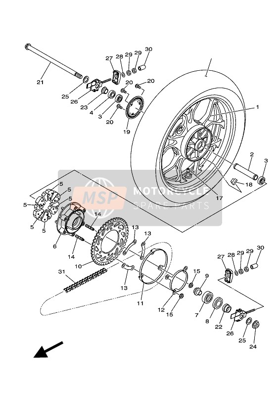 Yamaha YZF-R3 2018 Ruota posteriore per un 2018 Yamaha YZF-R3