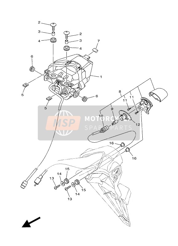 Yamaha YZF-R3 2018 Achterlicht voor een 2018 Yamaha YZF-R3