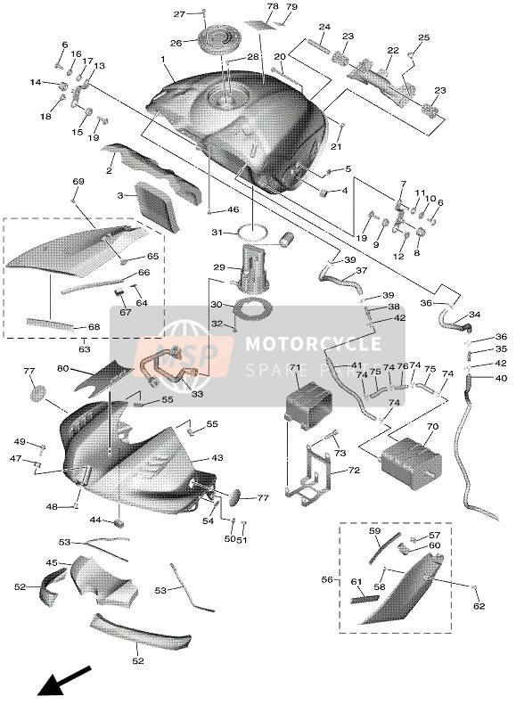 Yamaha YZF-R6 2018 Benzinetank voor een 2018 Yamaha YZF-R6