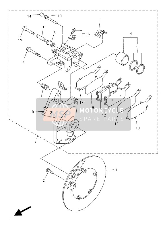 Yamaha FZ1-NA 2012 Pinza de freno trasero para un 2012 Yamaha FZ1-NA