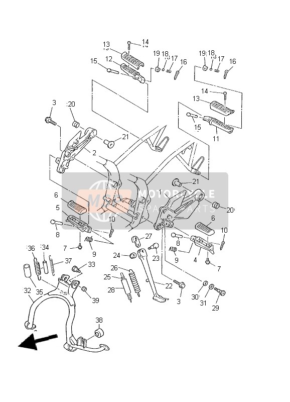 Yamaha XJ600N 2002 Supporter & Repose Pieds pour un 2002 Yamaha XJ600N