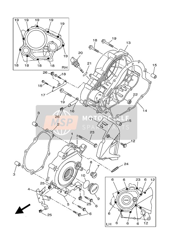 Yamaha MT-125 ABS 2019 Tapa del cárter 1 para un 2019 Yamaha MT-125 ABS
