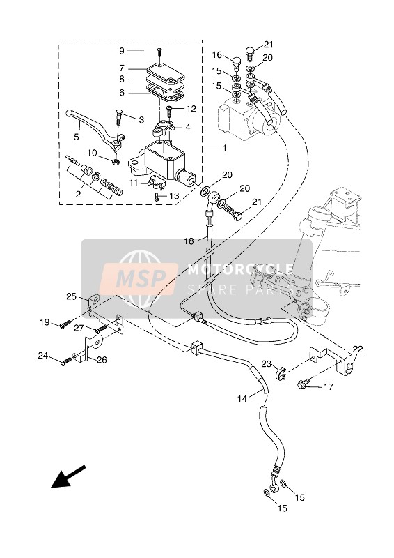 Yamaha MT-125 ABS 2019 Pompa freno anteriore per un 2019 Yamaha MT-125 ABS