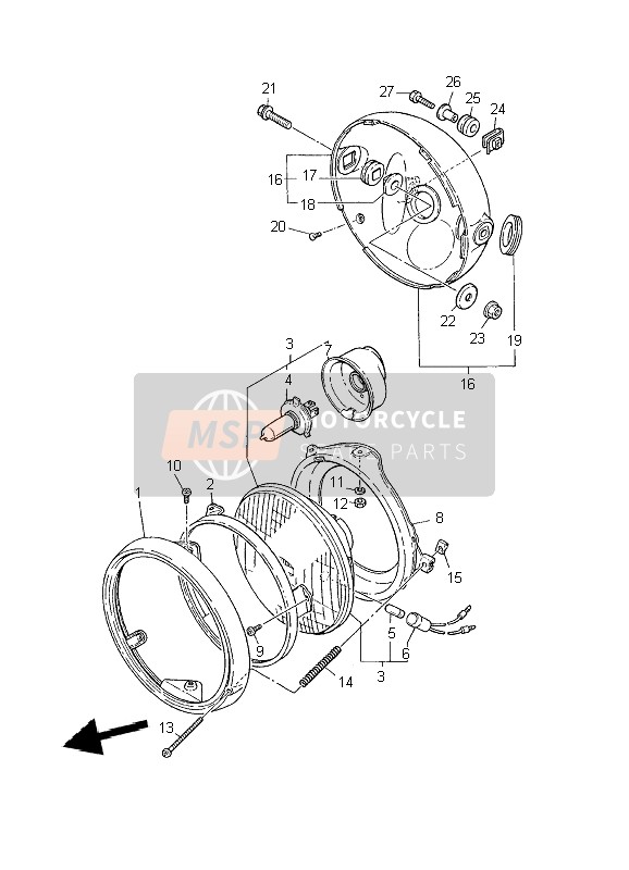 Yamaha XJ600N 2002 Headlight for a 2002 Yamaha XJ600N