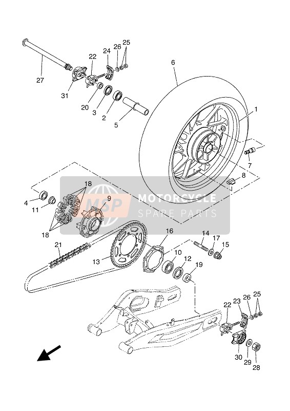 Yamaha XSR700 (MNM3-MBL2) 2019 Rear Wheel for a 2019 Yamaha XSR700 (MNM3-MBL2)