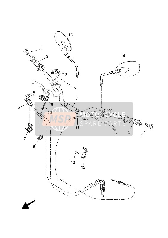 Yamaha XSR700 (MNM3-MBL2) 2019 Steering Handle & Cable for a 2019 Yamaha XSR700 (MNM3-MBL2)