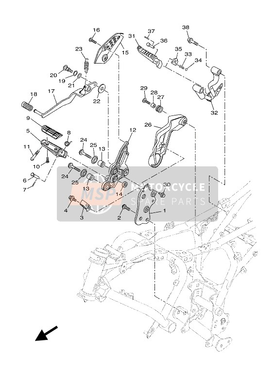 Yamaha XSR700 (MNM3-MBL2) 2019 STÄNDER & FUSSRASTE 2 für ein 2019 Yamaha XSR700 (MNM3-MBL2)