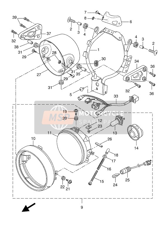 Yamaha XSR700 (MNM3-MBL2) 2019 Koplamp voor een 2019 Yamaha XSR700 (MNM3-MBL2)